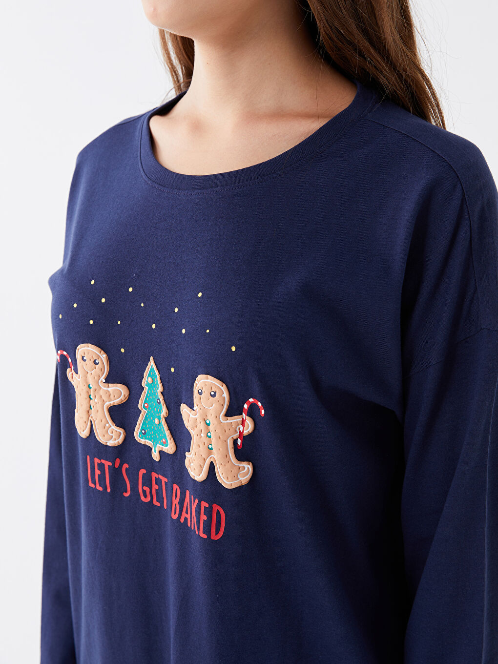 LCW DREAM Crew Neck New Year Themed Women's Pyjama Set -W3BJ64Z8-LSJ
