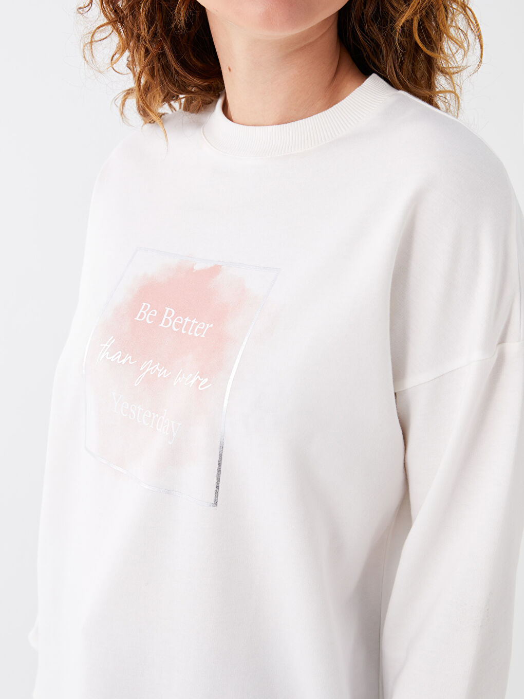 LCW Modest Crew Neck Printed Long Sleeve Oversize Women's Sweatshirt Tunic -W3BJ72Z8-V33