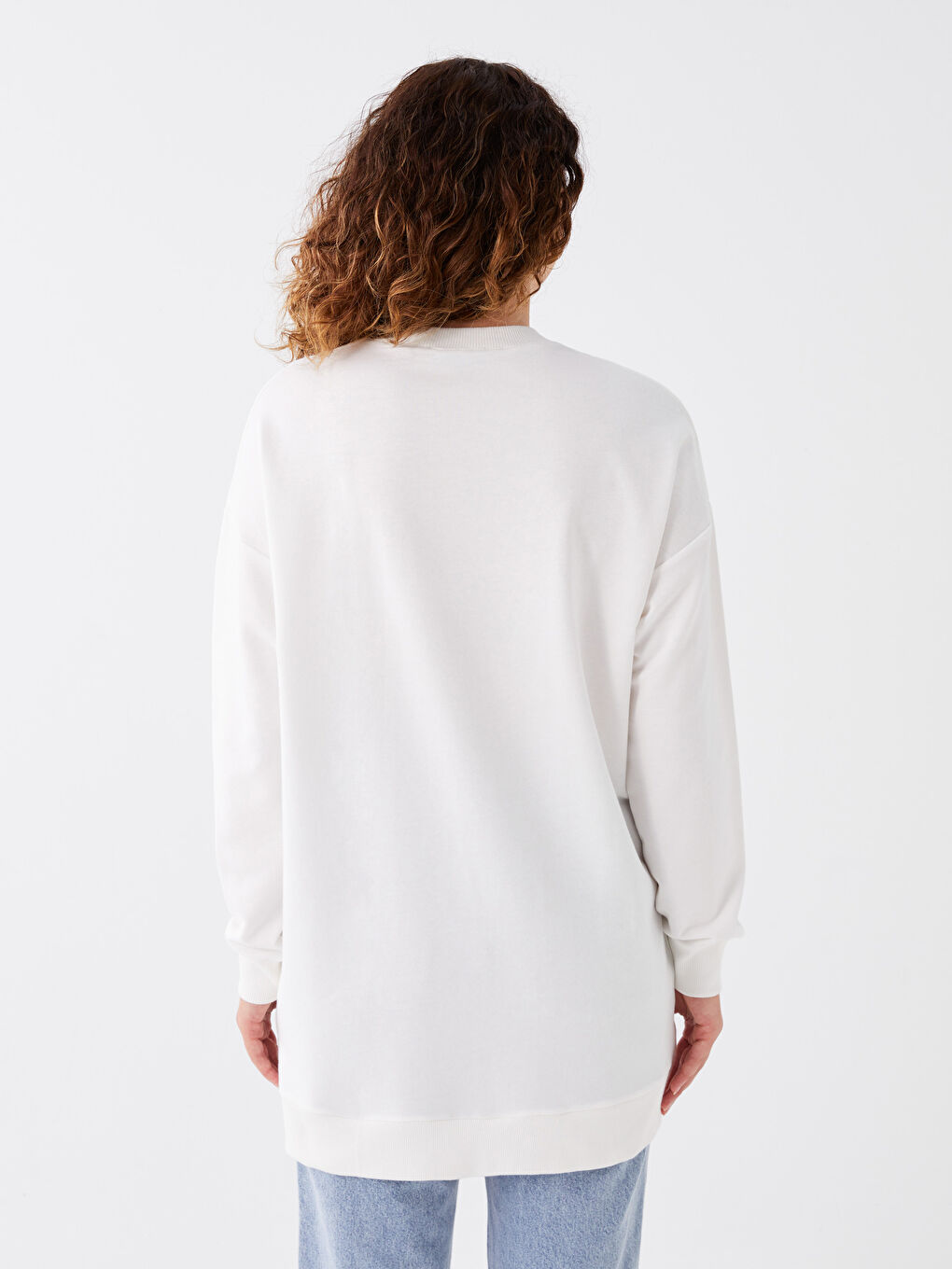 LCW Modest Crew Neck Printed Long Sleeve Oversize Women's Sweatshirt Tunic -W3BJ72Z8-V33