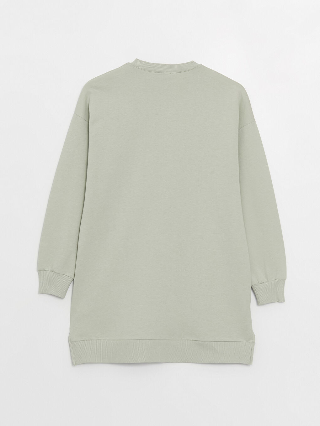 Yeşil Bisiklet Yaka Baskılı Uzun Kollu Oversize Kadın Sweatshirt Tunik-6