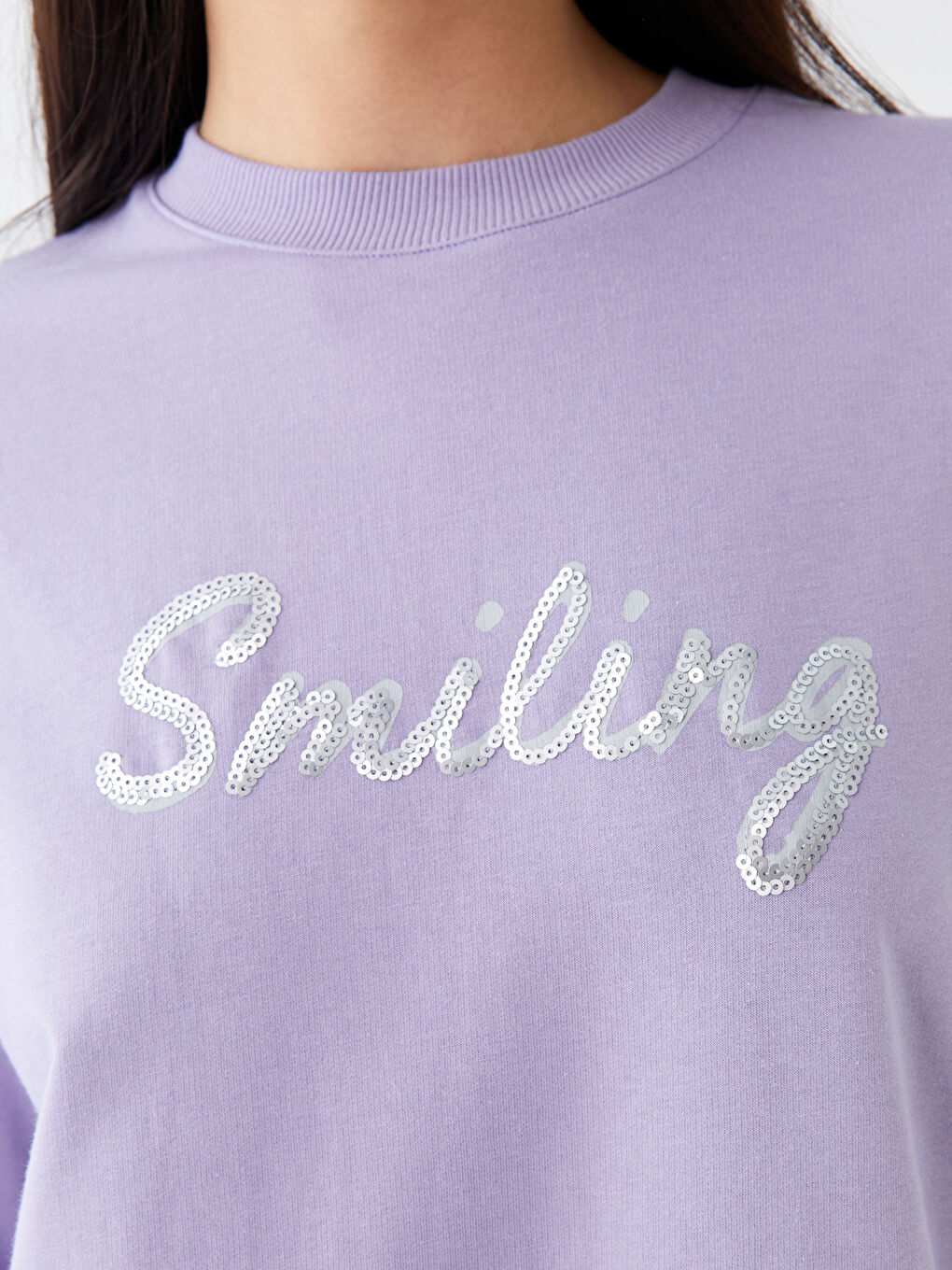 Crew Neck Printed Long Sleeve Oversize Women's Sweatshirt Tunic-3