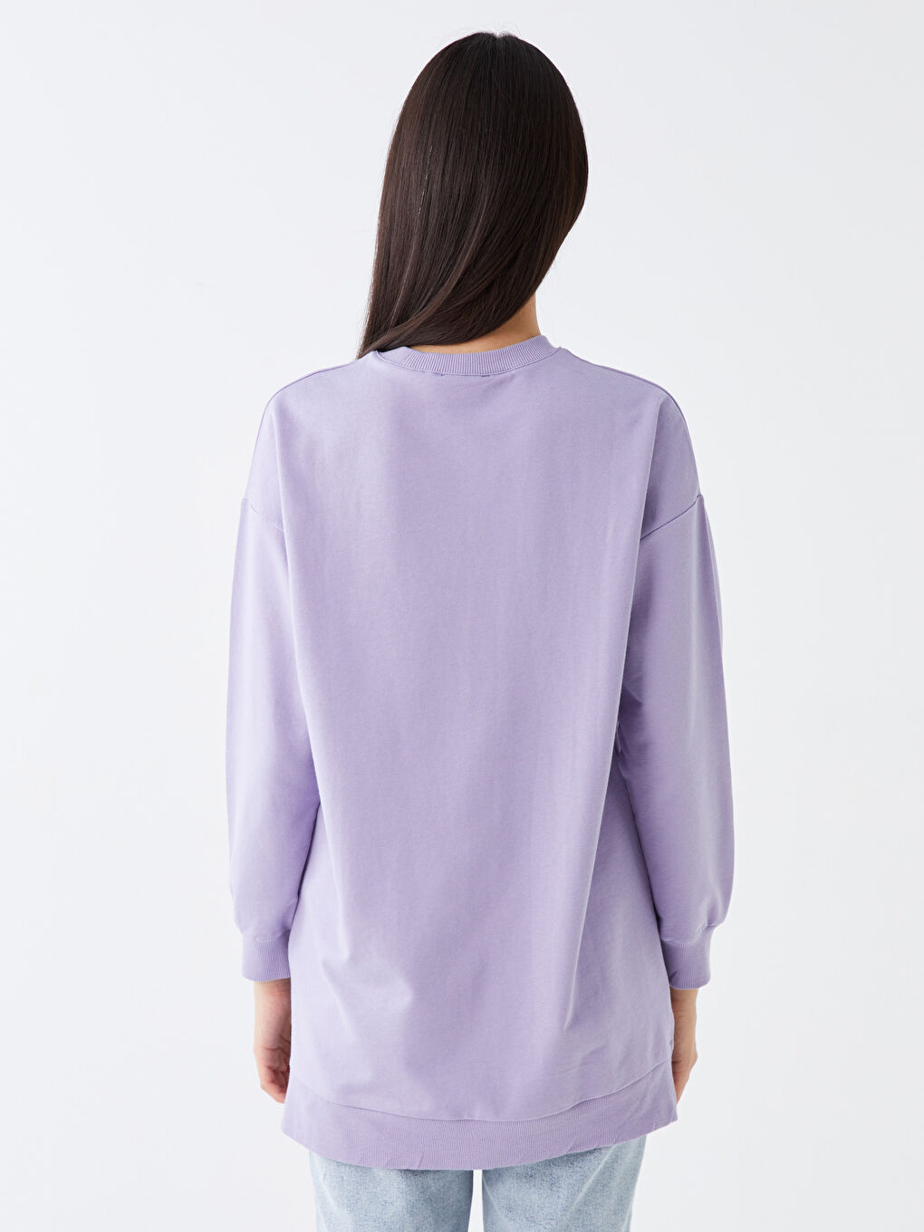 Crew Neck Printed Long Sleeve Oversize Women's Sweatshirt Tunic-4