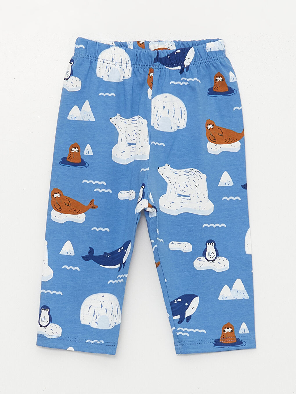 Mavi Polo Yaka Uzun Kollu Baskılı Erkek Bebek Pijama Takımı-3