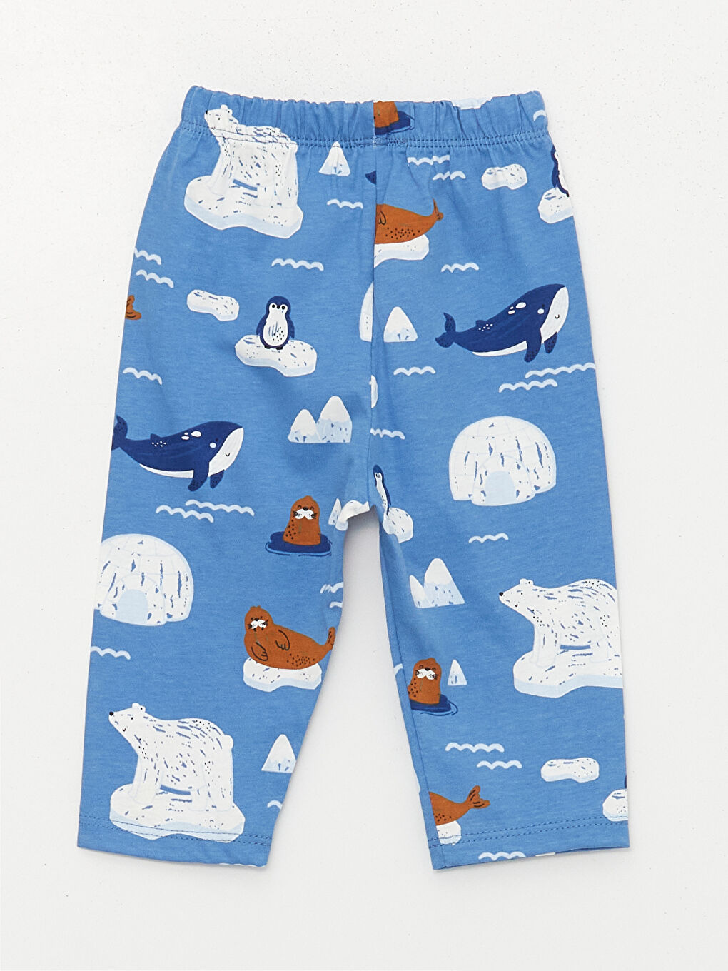 Mavi Polo Yaka Uzun Kollu Baskılı Erkek Bebek Pijama Takımı-4