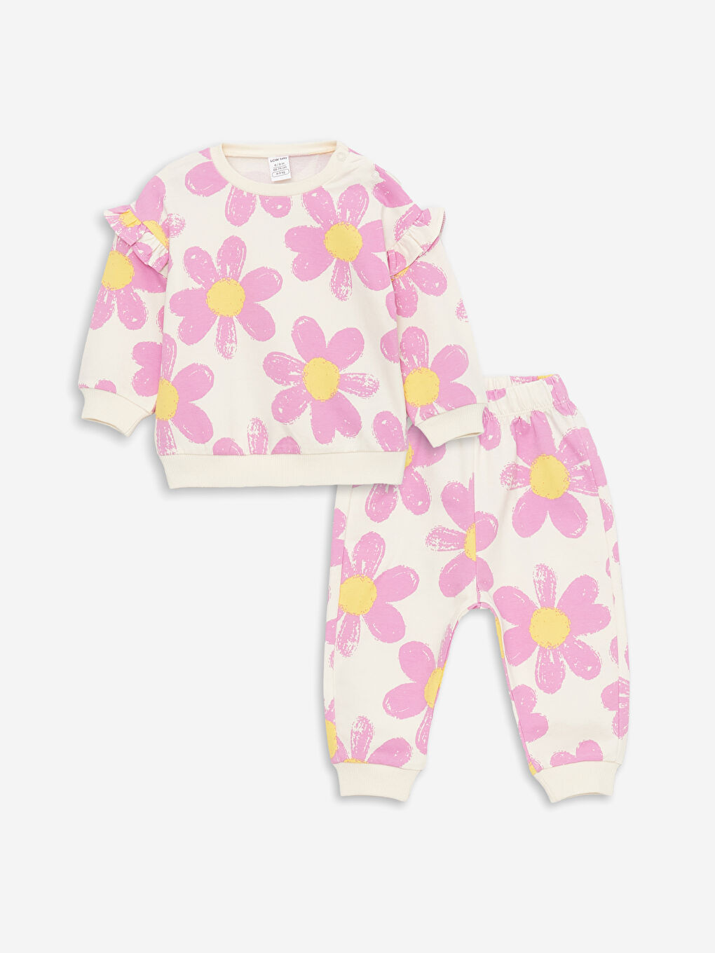 Ensemble 2 Pièces Sweat-Shirt à Col Rond et Pantalon de Survêtement pour Bébé Fille à Manches Longues