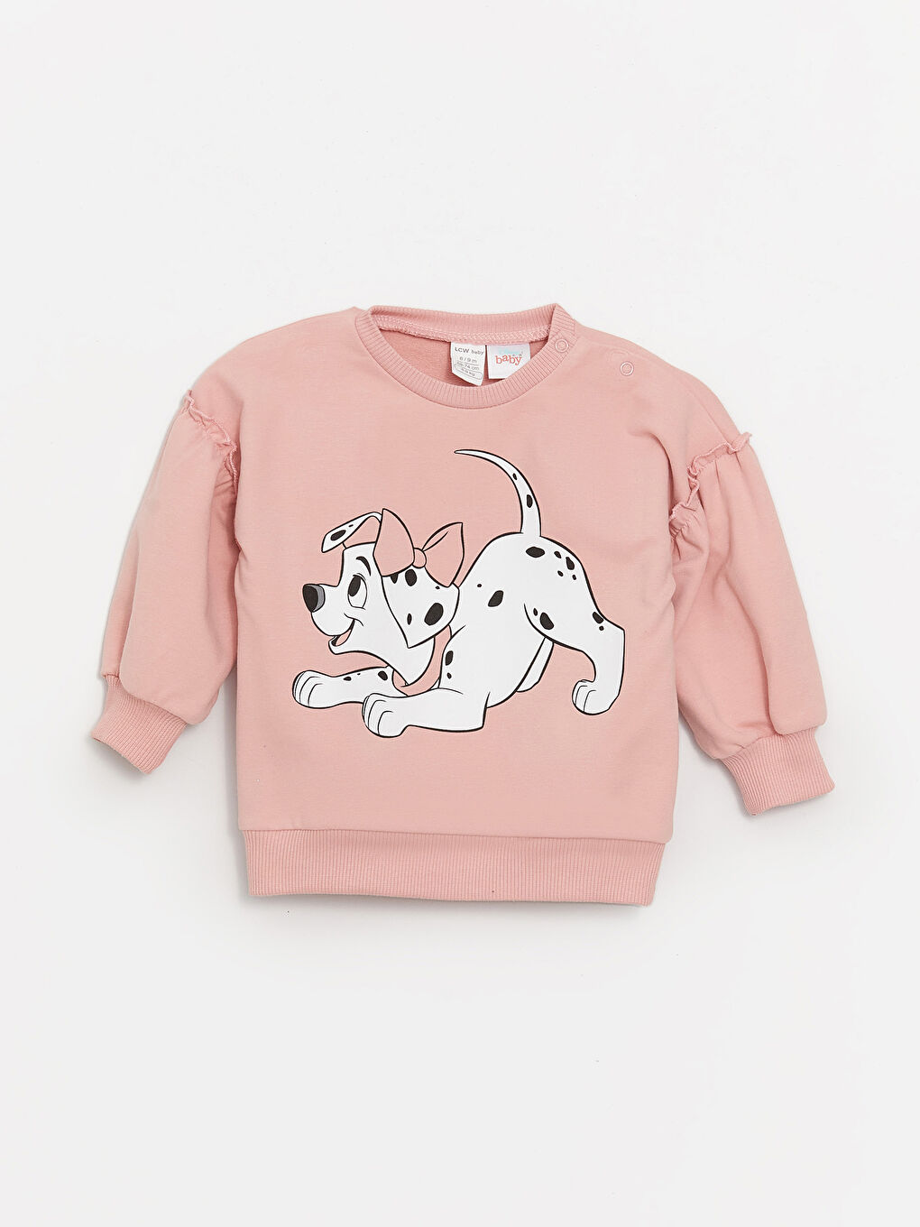 LCW baby Pembe Bisiklet Yaka Uzun Kollu Kız Bebek Sweatshirt ve Eşofman Alt 2'li Takım - 1