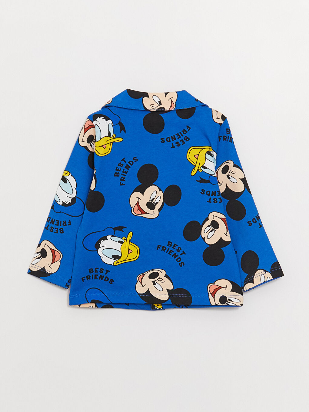 LCW baby Koyu Mavi Baskılı Gömlek Yaka Uzun Kollu Mickey Mouse Baskılı Erkek Bebek Pijama Takım - 3