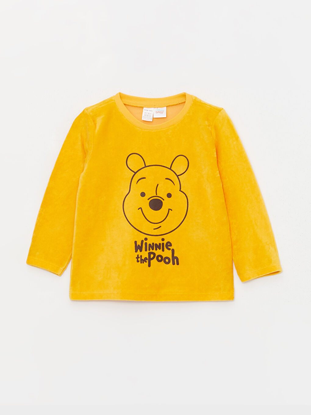 LCW baby Açık Turuncu Bisiklet Yaka Uzun Kollu Winnie the Pooh Baskılı Erkek Bebek Pijama Takımı - 1