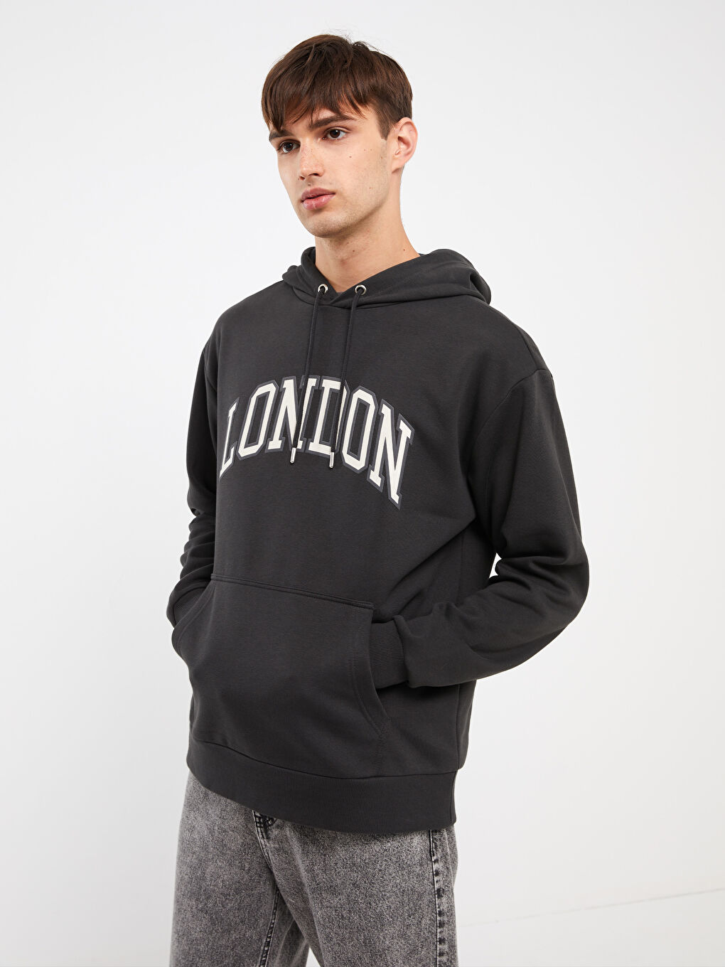 XSIDE Karbon Uzun Kollu Baskılı Erkek Hoodie - 1