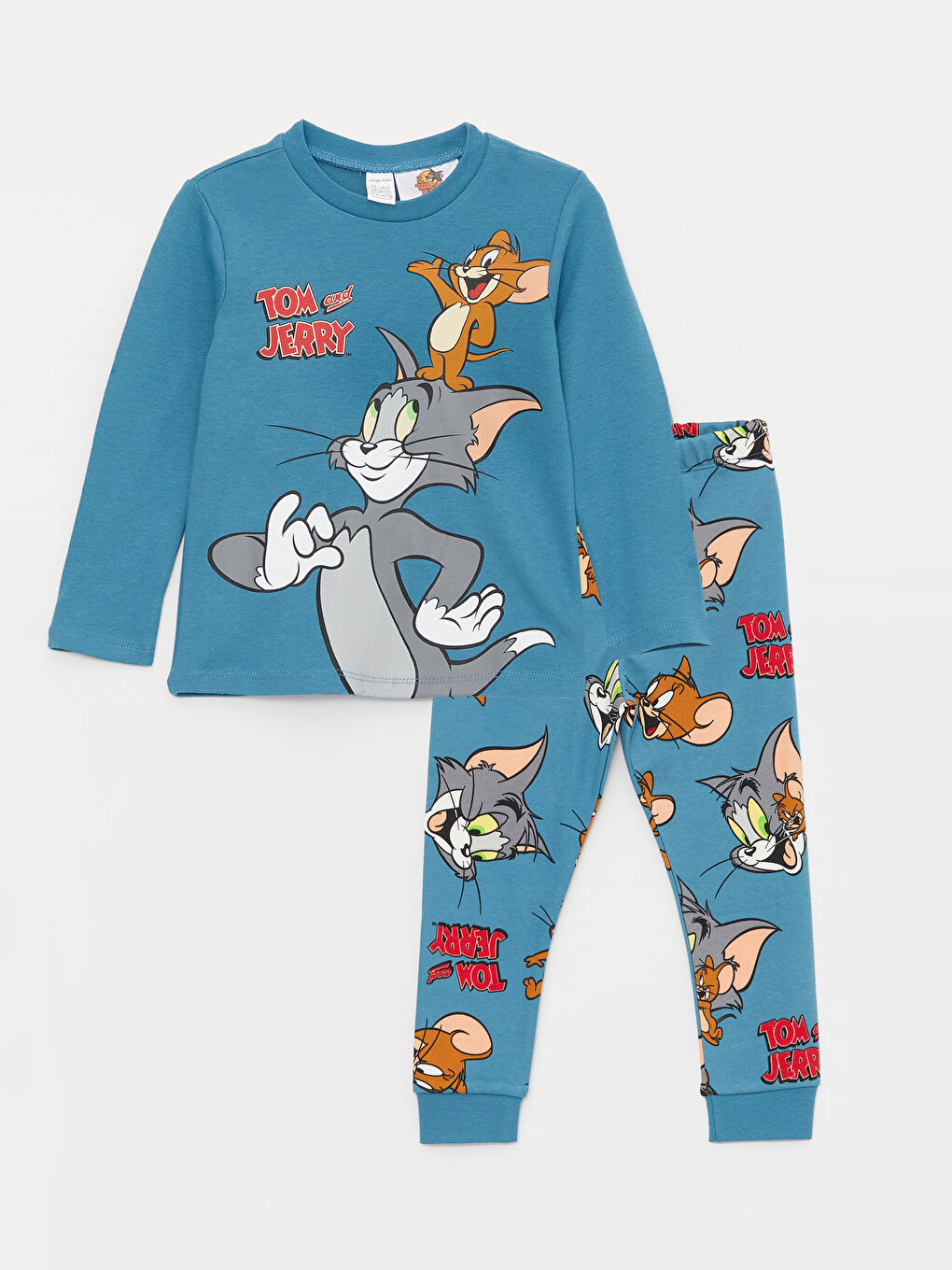 Crew Neck Long Sleeve Tom&Jerry Printed Baby Boy Pajama Set