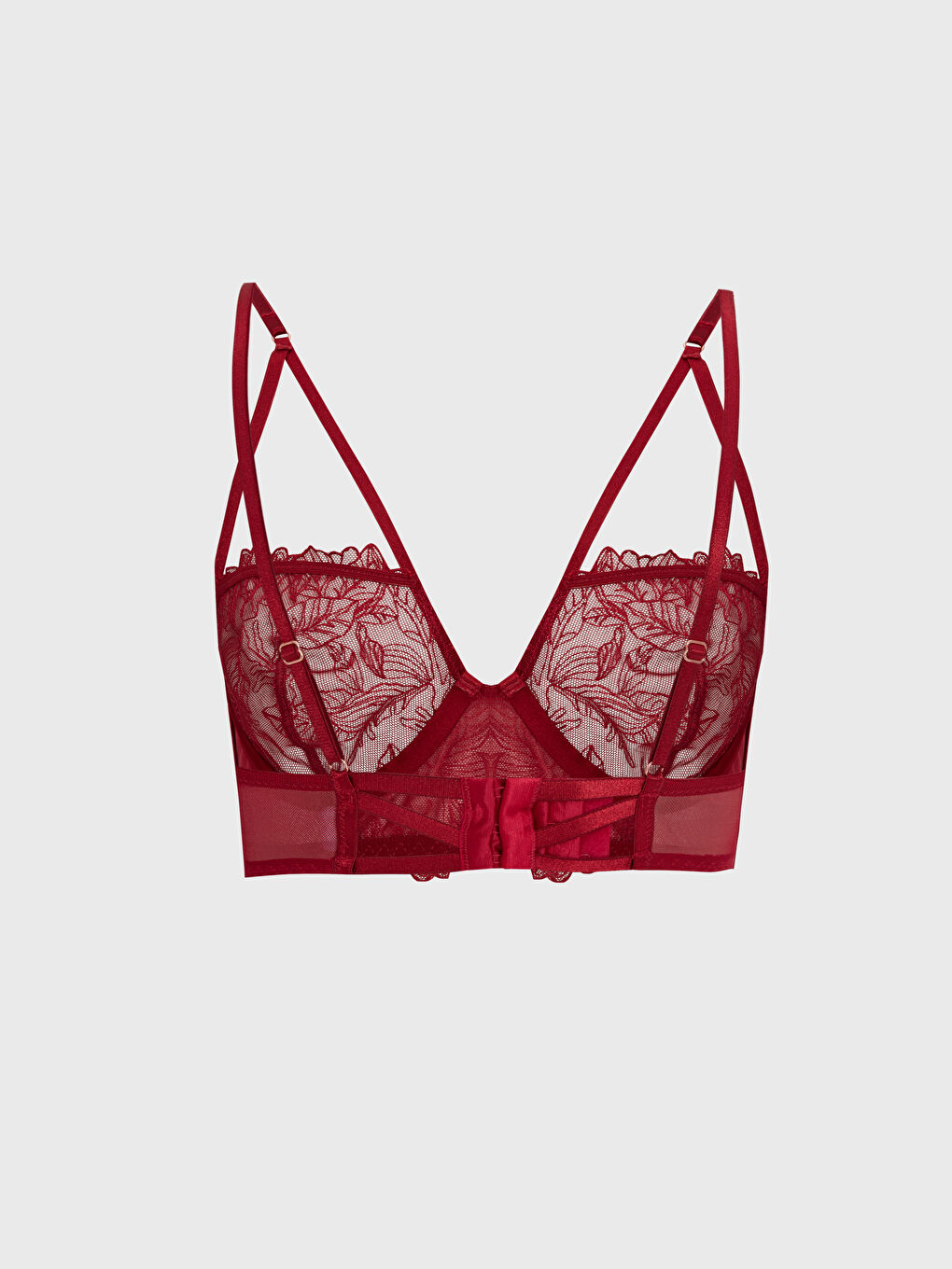 LCW DREAM Kırmızı Balenli Dolgusuz Dantelli Bralet - 1