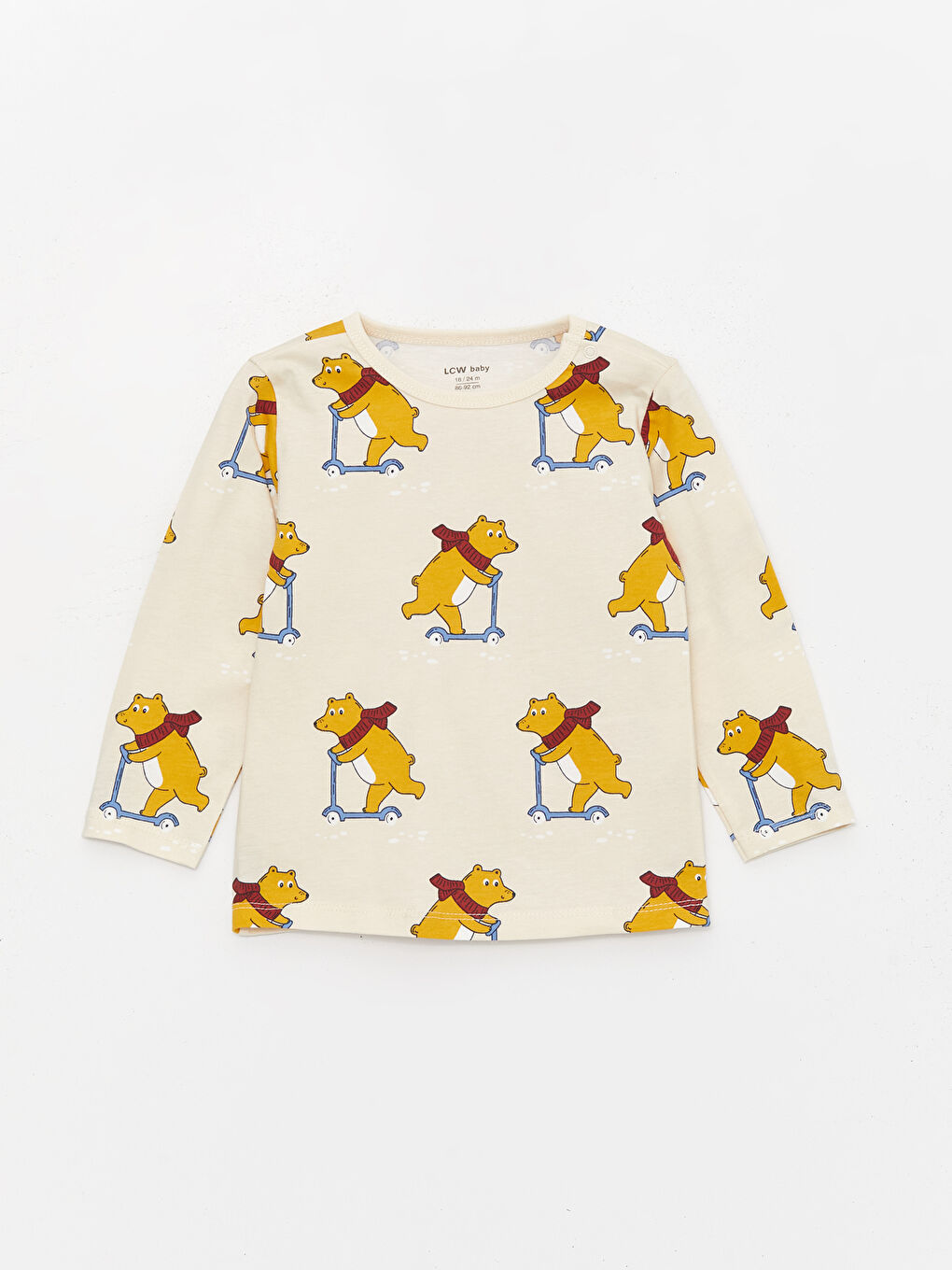 Sarı Bisiklet Yaka Uzun Kollu Erkek Bebek Pijama Takım 2'li-5