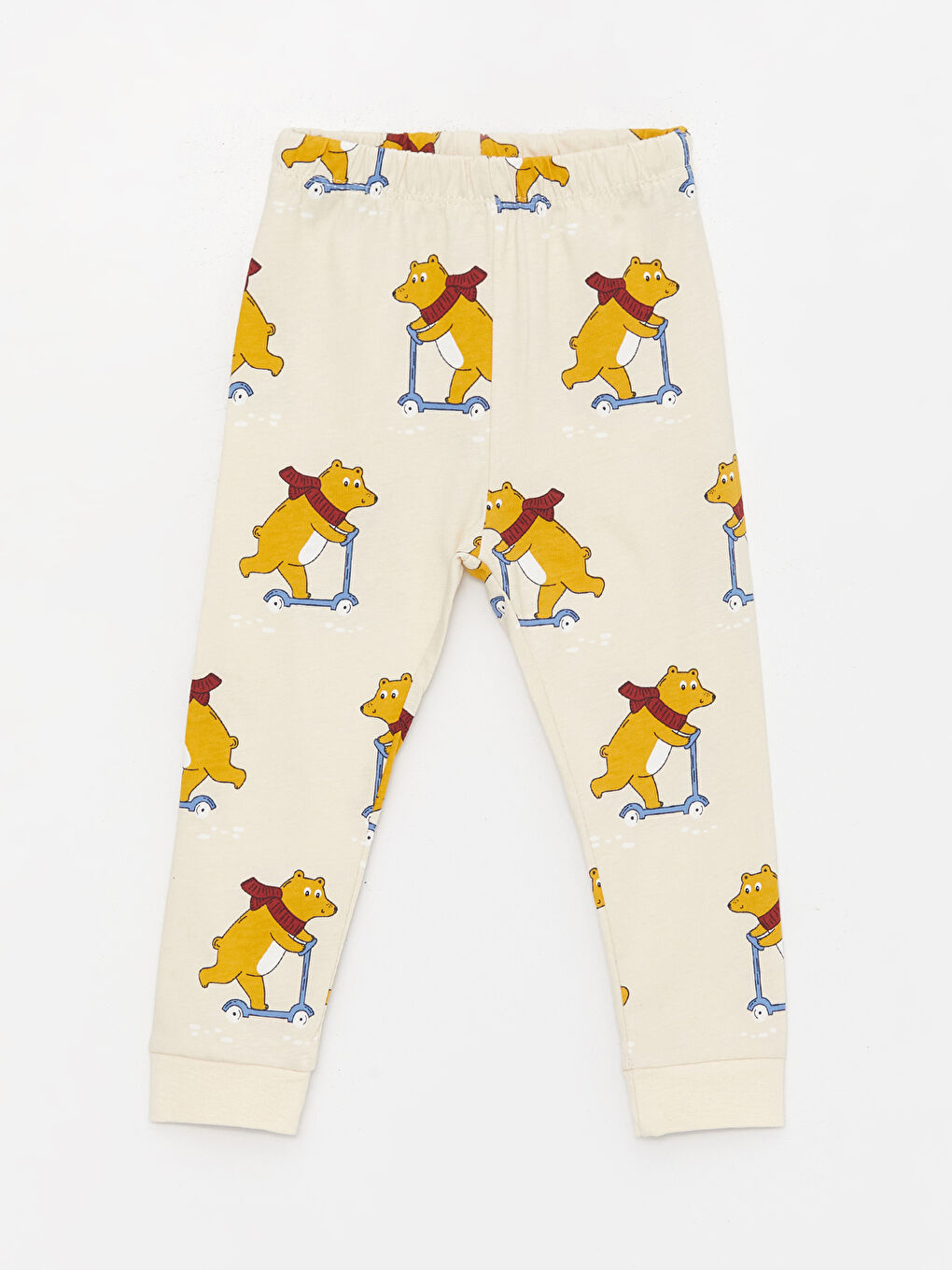 Sarı Bisiklet Yaka Uzun Kollu Erkek Bebek Pijama Takım 2'li-7