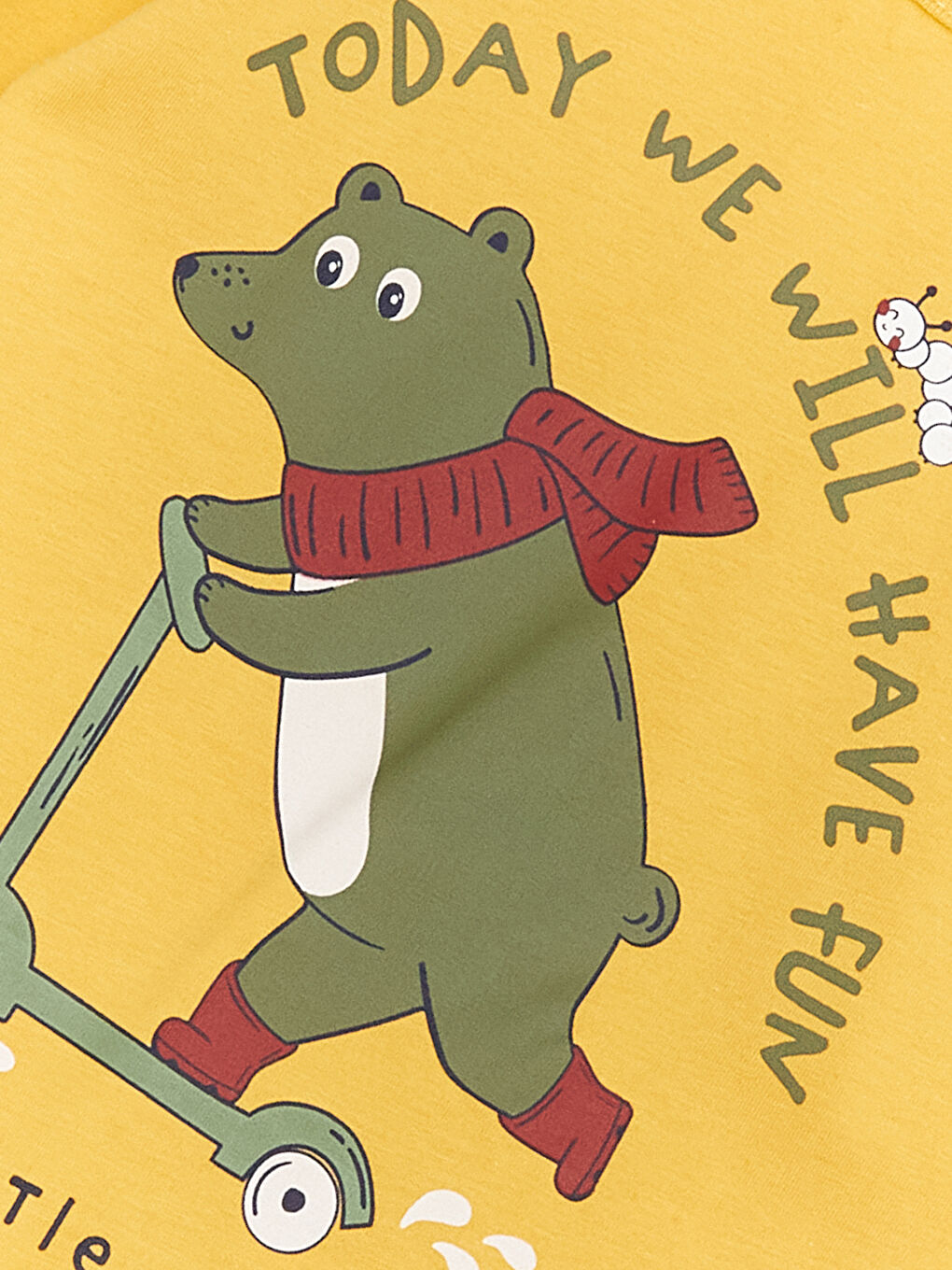 Sarı Bisiklet Yaka Uzun Kollu Erkek Bebek Pijama Takım 2'li-9