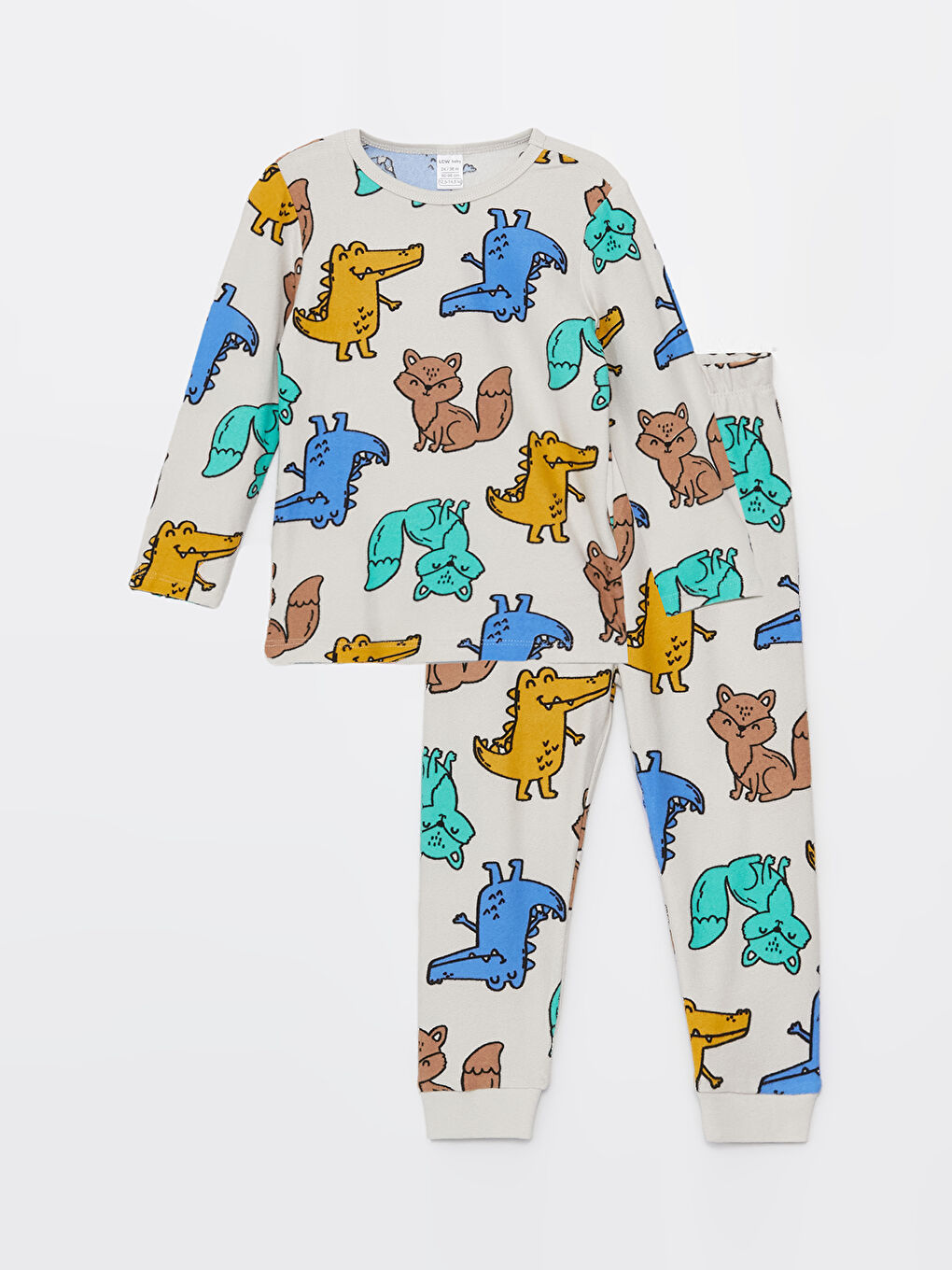 Crew Neck Long Sleeve Patterned Baby Boys' Pyjama Set