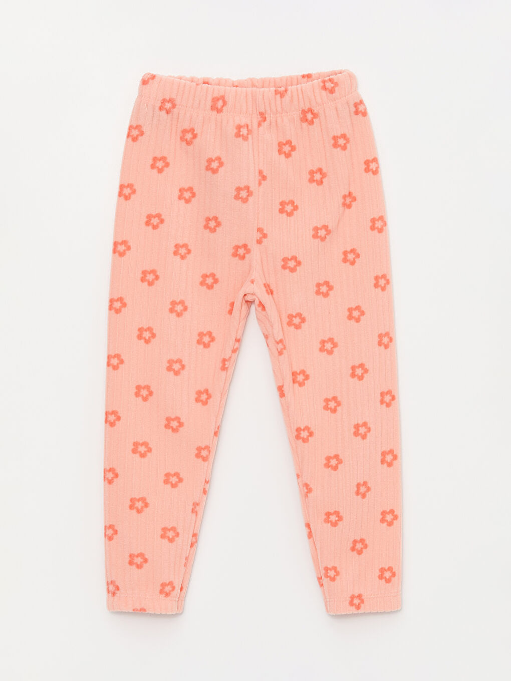 LCW baby Pembe Bisiklet Yaka Çiçekli Polar Kız Bebek Pijama Takım - 3