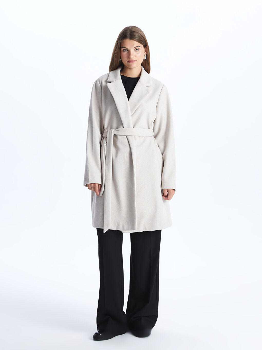 Manteau Cachet à Col Veste pour Femmes-1