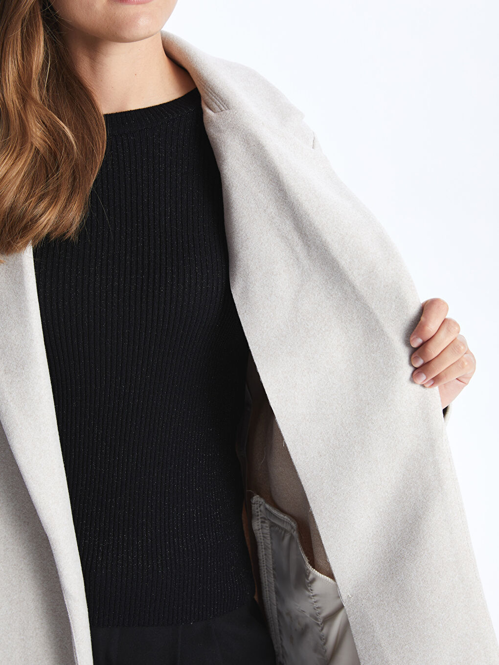 Manteau Cachet à Col Veste pour Femmes-3