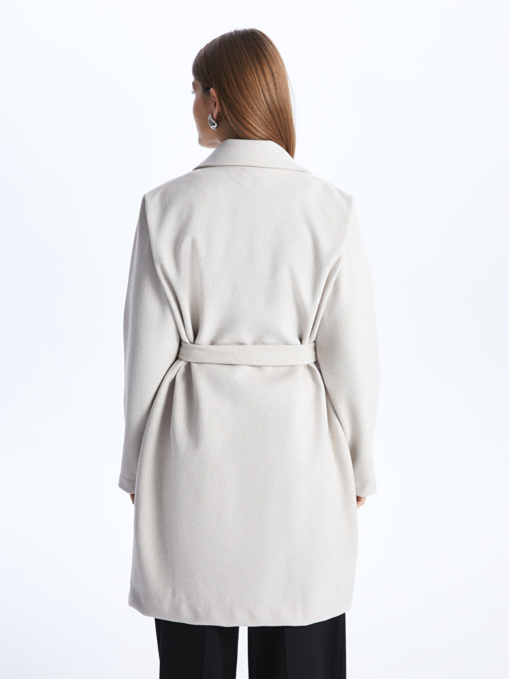 Manteau Cachet à Col Veste pour Femmes-4