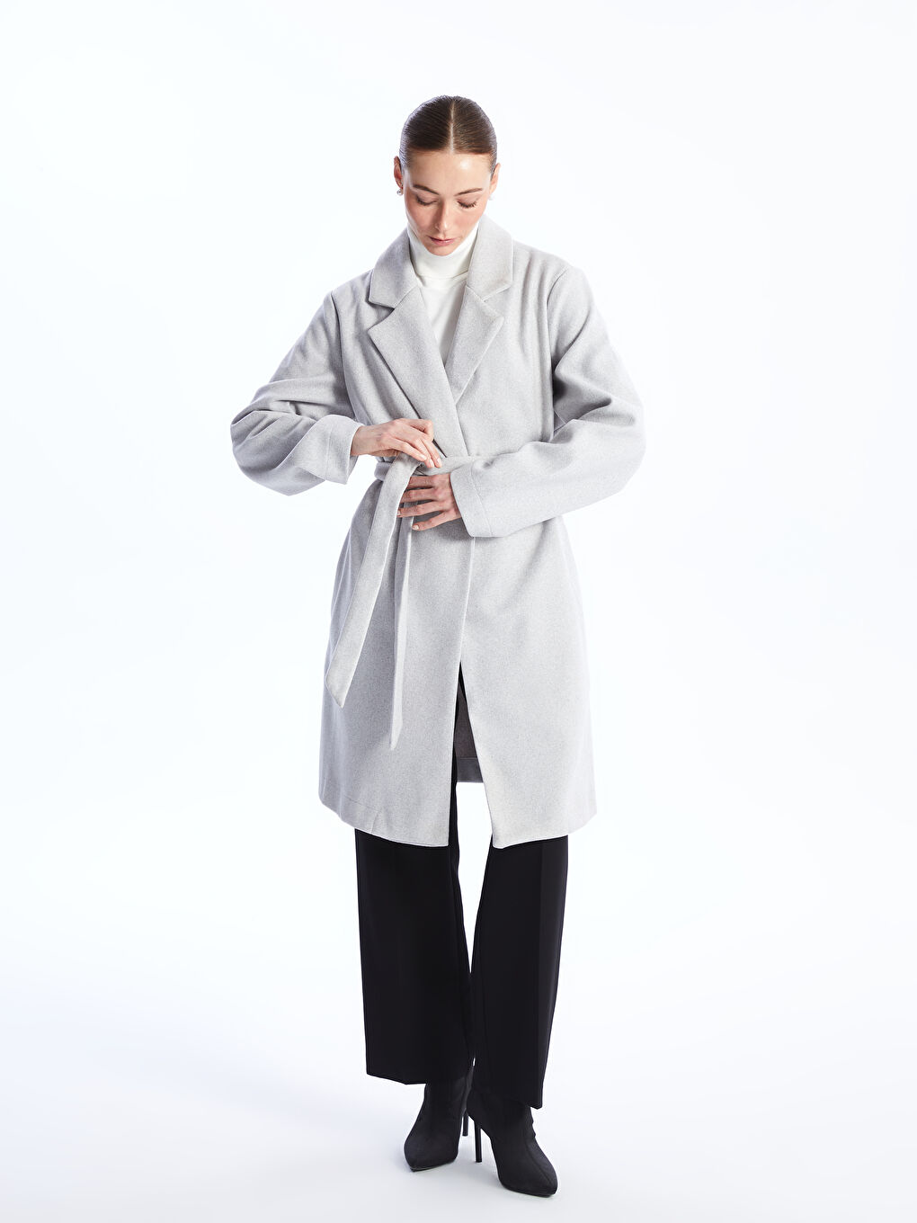 Manteau Cachet à Col Veste pour Femmes-1