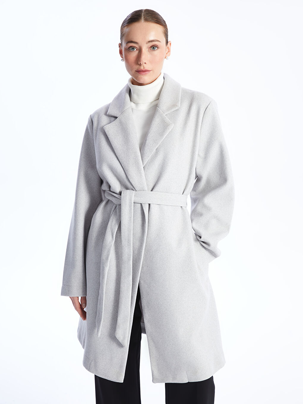Manteau Cachet à Col Veste pour Femmes-2