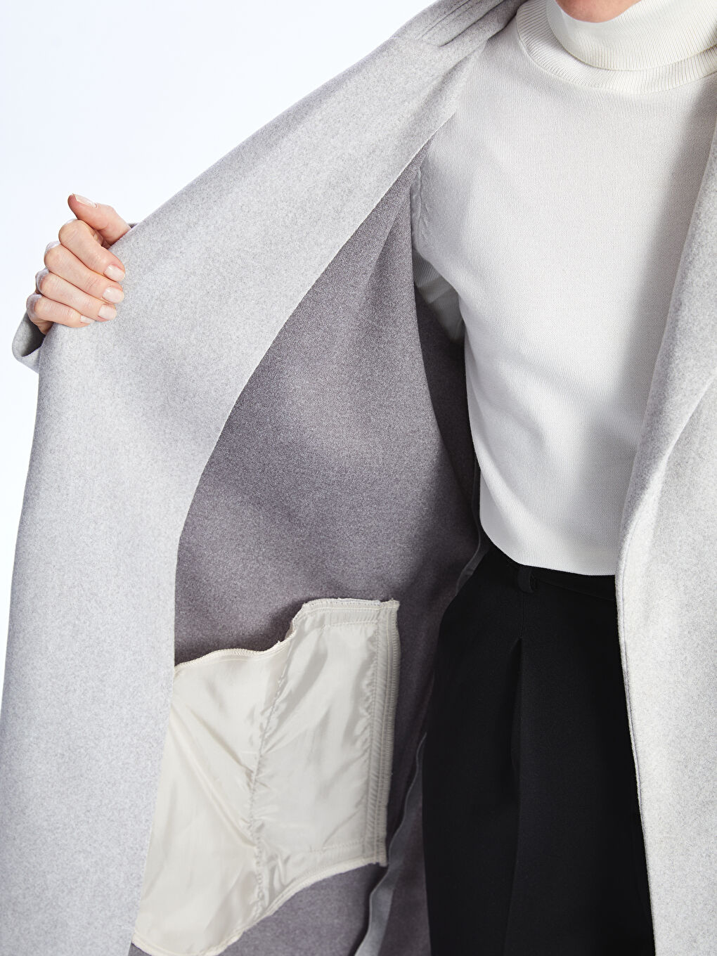 Manteau Cachet à Col Veste pour Femmes-4