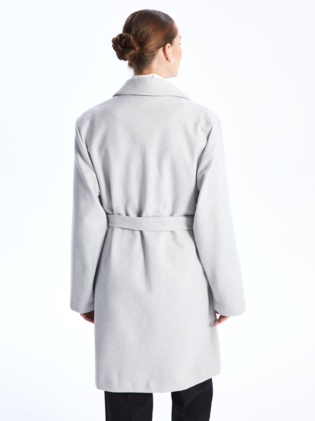 Manteau Cachet à Col Veste pour Femmes-5
