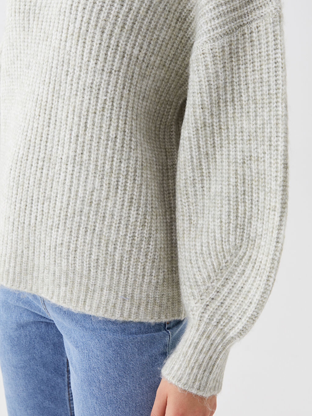 LCWAIKIKI Basic Halber Rollkragen Selbstgemustert Langarm Damen Strickpullover -W3BK90Z8-FSV