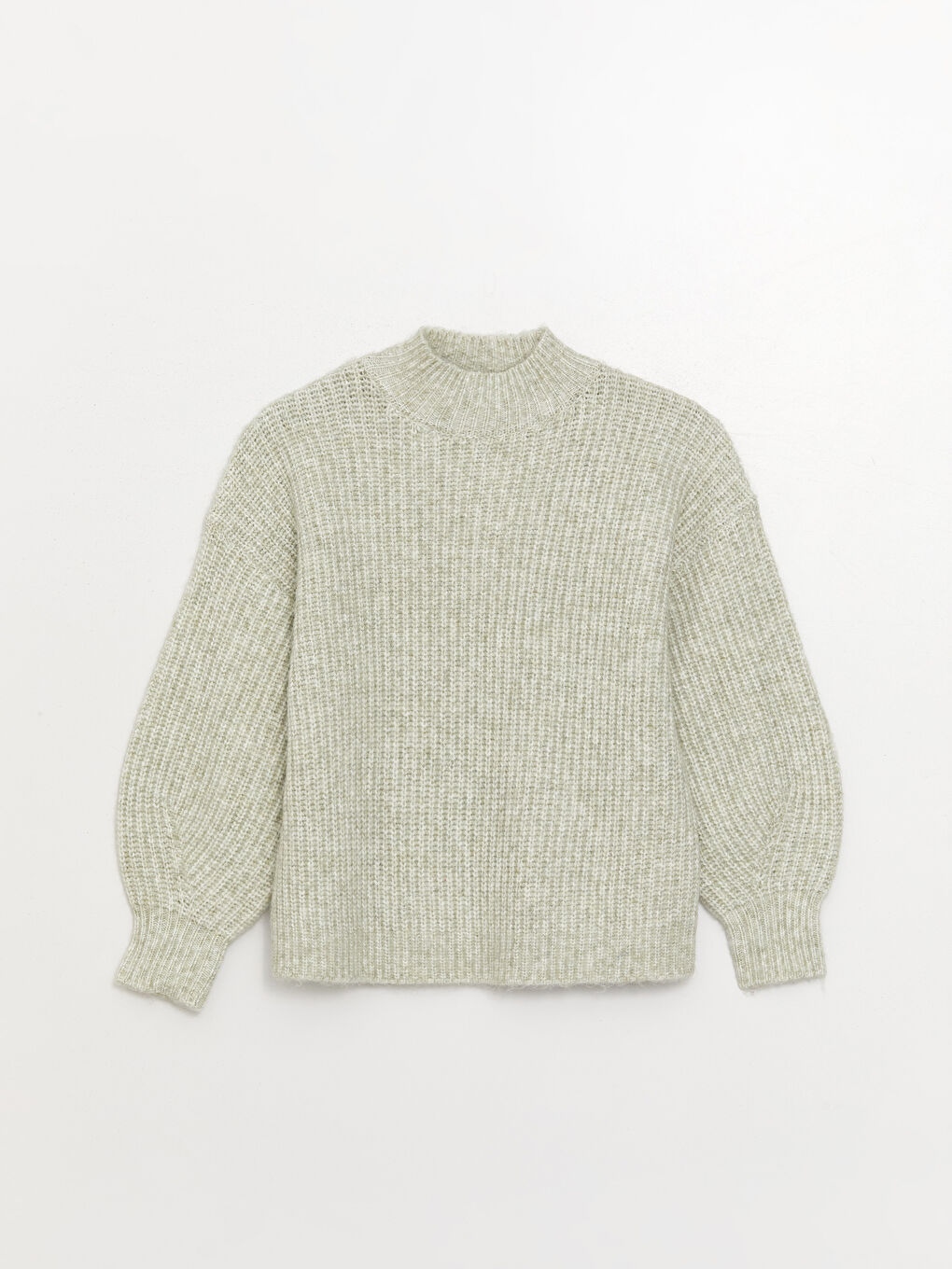 LCWAIKIKI Basic Halber Rollkragen Selbstgemustert Langarm Damen Strickpullover -W3BK90Z8-FSV