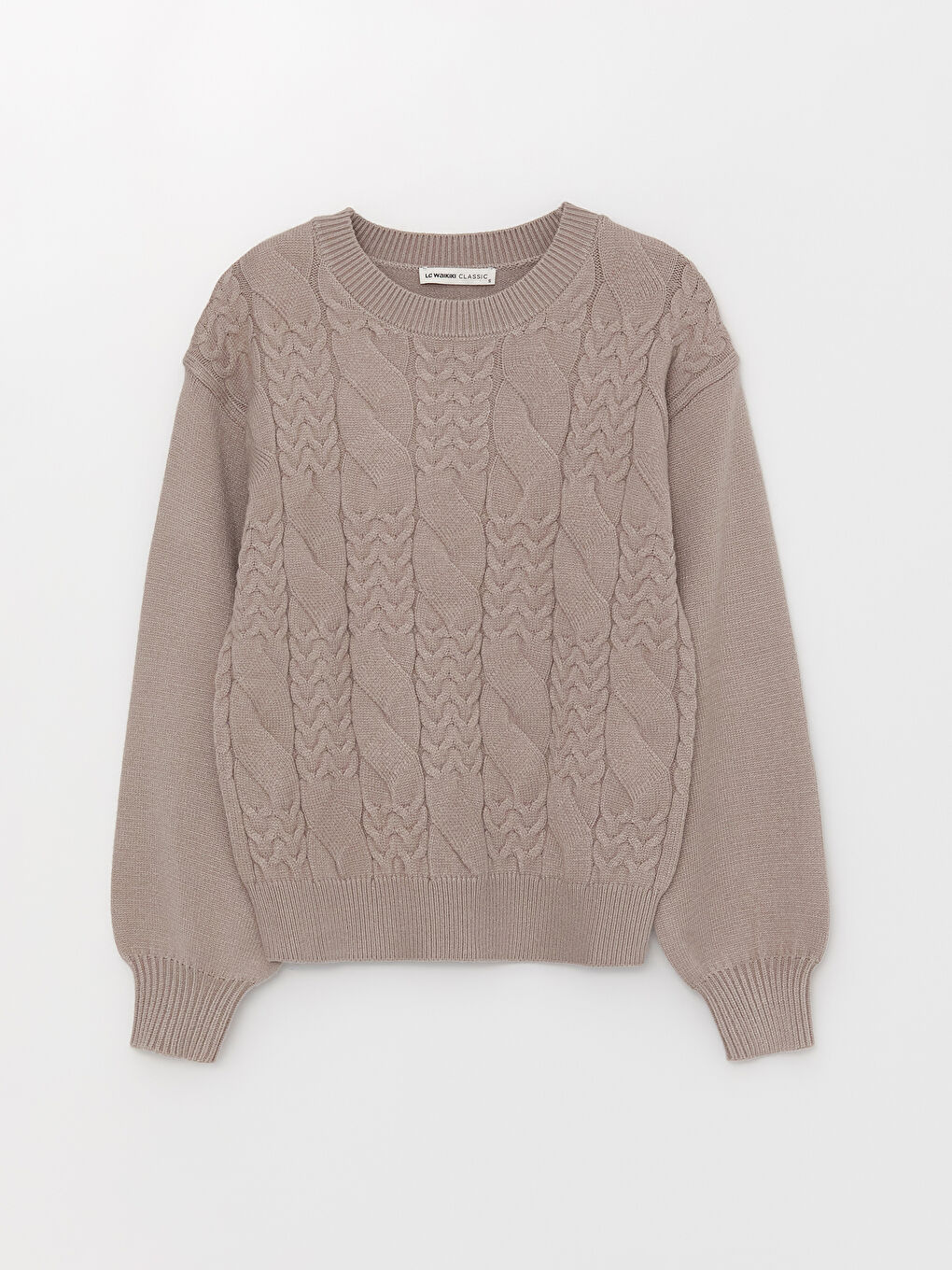 LCWAIKIKI Basic Crew Neck Self Patterned Long Sleeve Women's Knitwear Sweater -W3BK99Z8-GUH