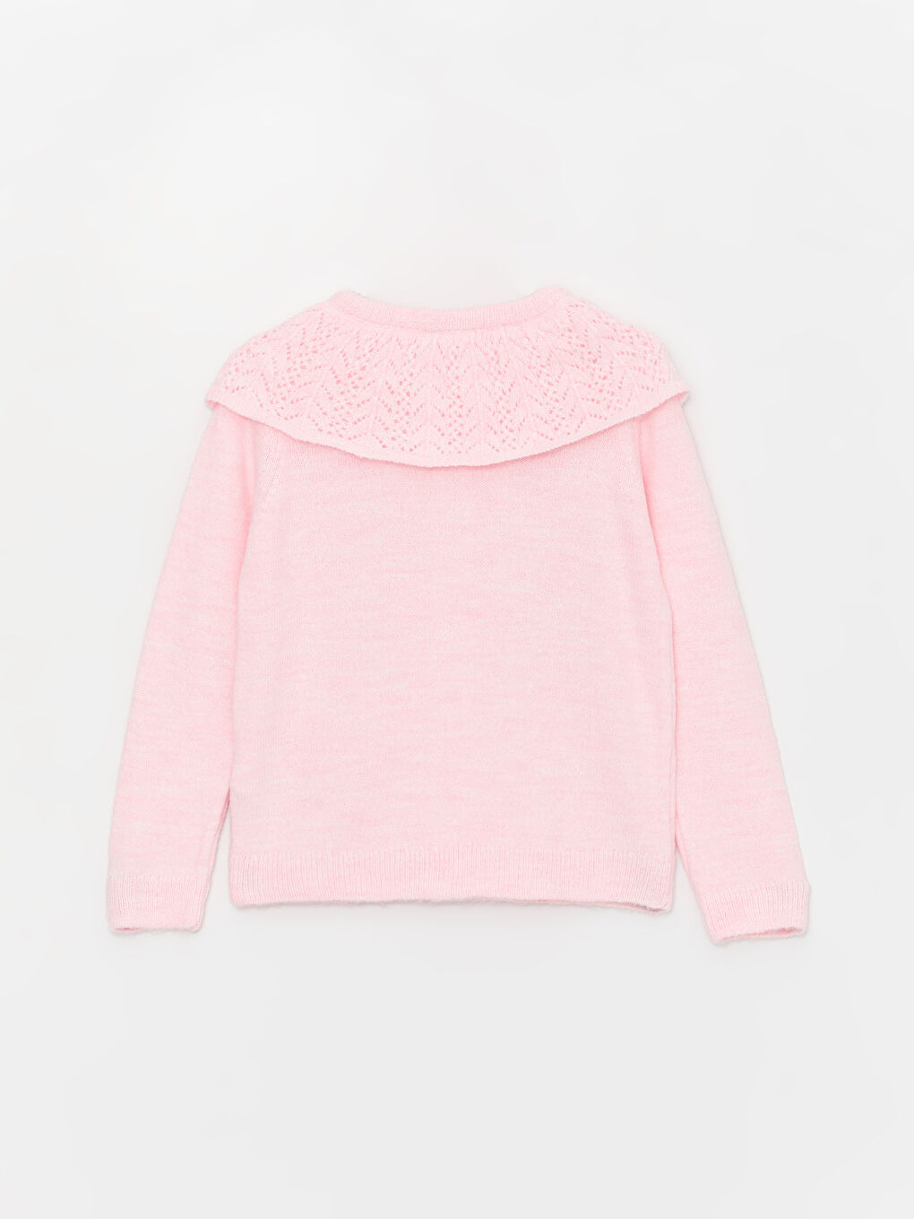 Pembe Bebe Yaka Nakışlı Uzun Kollu Kız Çocuk Triko Hırka-1