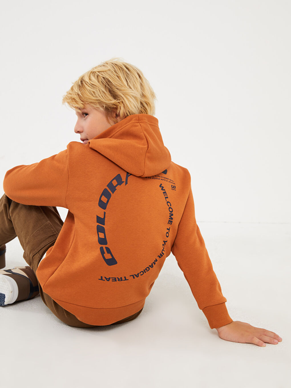 Relaxed Fit Printed Boys' Hoodie-1