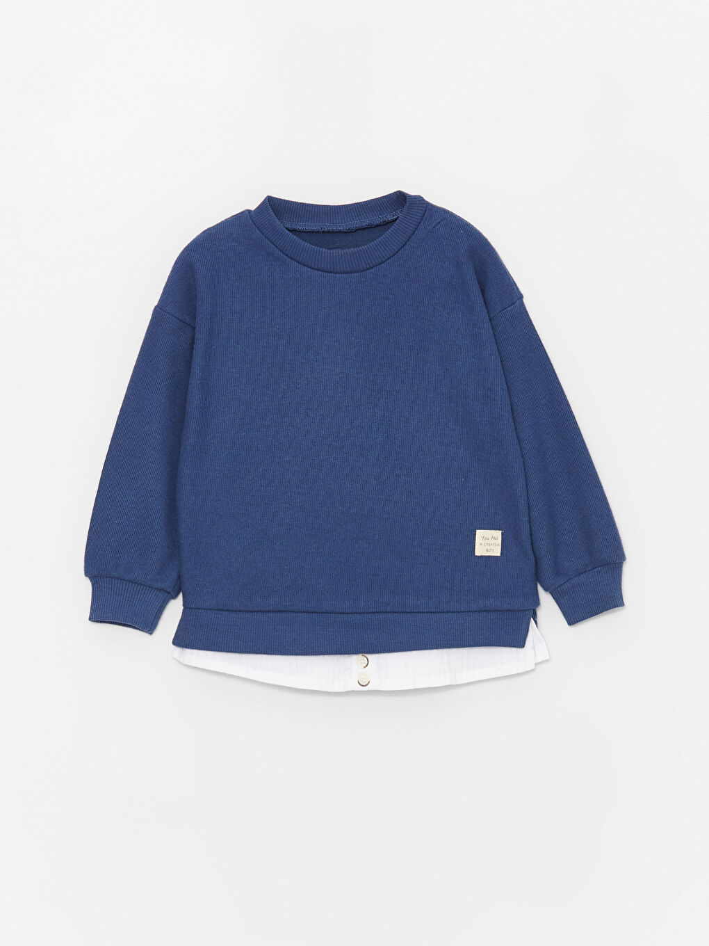 Mavi Bisiklet Yaka Uzun Kollu Erkek Bebek Sweatshirt ve Pantolon 2'li Takım-1