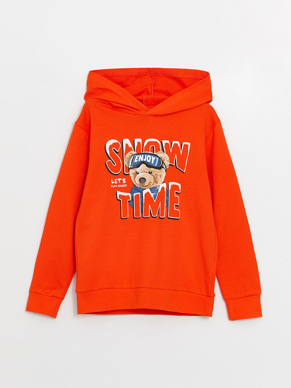 LCW Kids Canlı Turuncu Baskılı Uzun Kollu Erkek Çocuk Hoodie