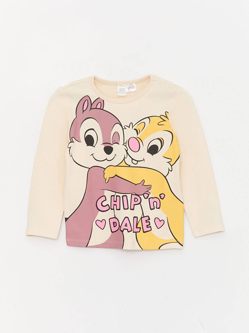 LCW baby Ekru Bisiklet Yaka Chip'n Dale Baskılı Uzun Kollu Kız Bebek Pijama Takımı - 1