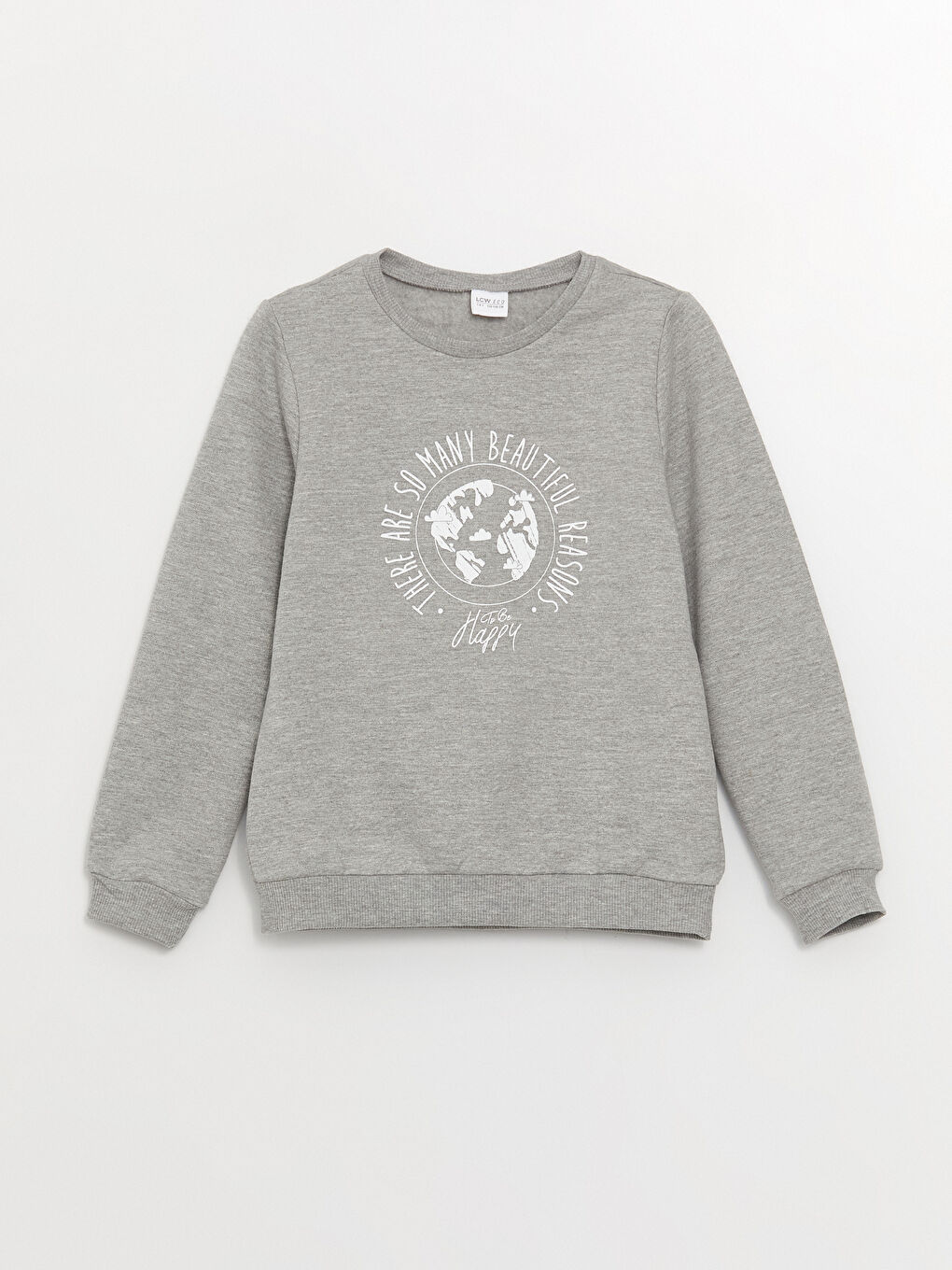 Gri Bisiklet Yaka Baskılı Uzun Kollu Kız Çocuk Pijama Takımı-1