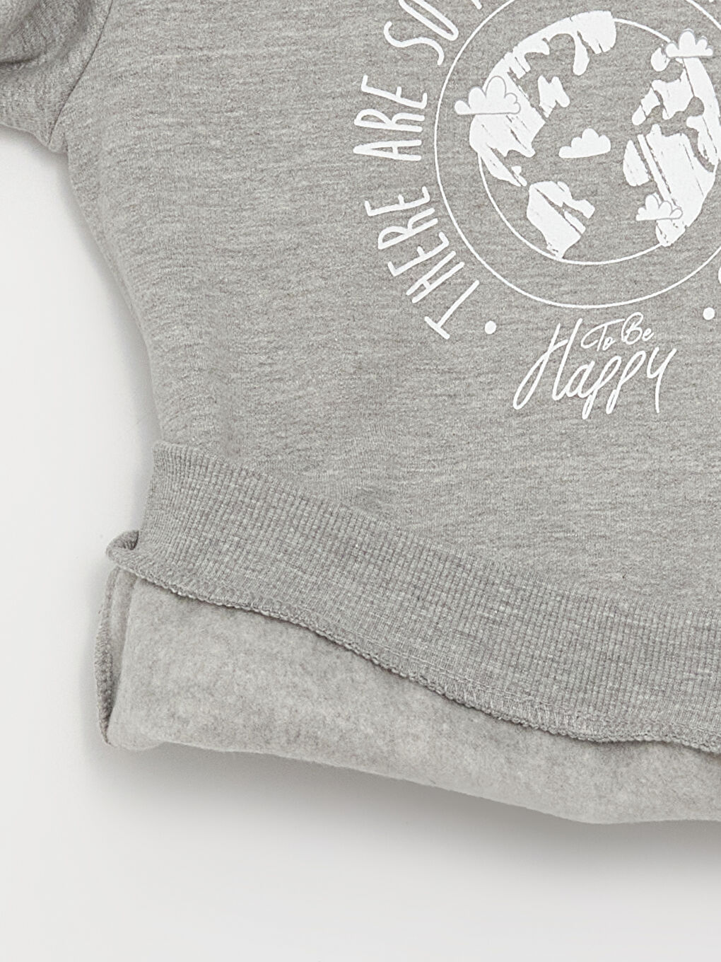 Gri Bisiklet Yaka Baskılı Uzun Kollu Kız Çocuk Pijama Takımı-3