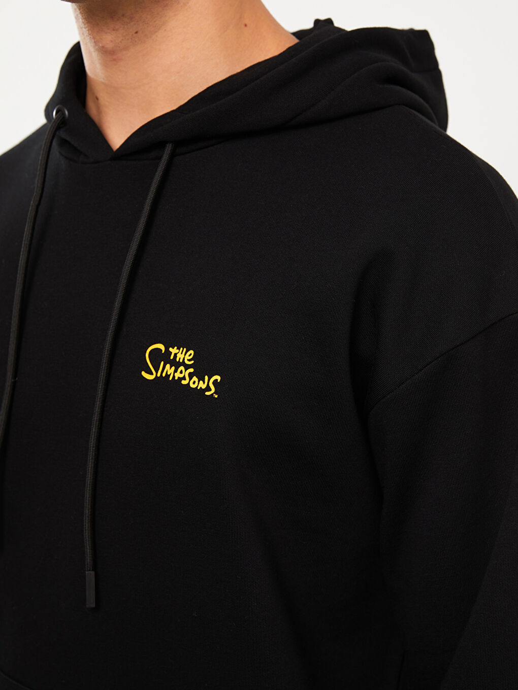 LCW Casual Yeni Siyah Uzun Kollu Baskılı Erkek Hoodie - 3