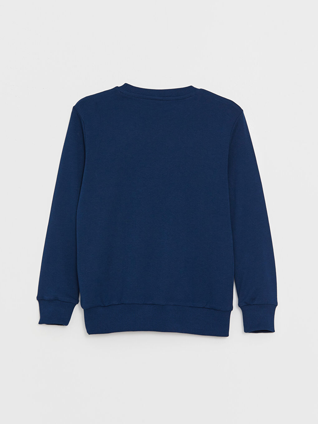 Lacivert Bisiklet Yaka Baskılı Uzun Kollu Erkek Çocuk Tişört-1