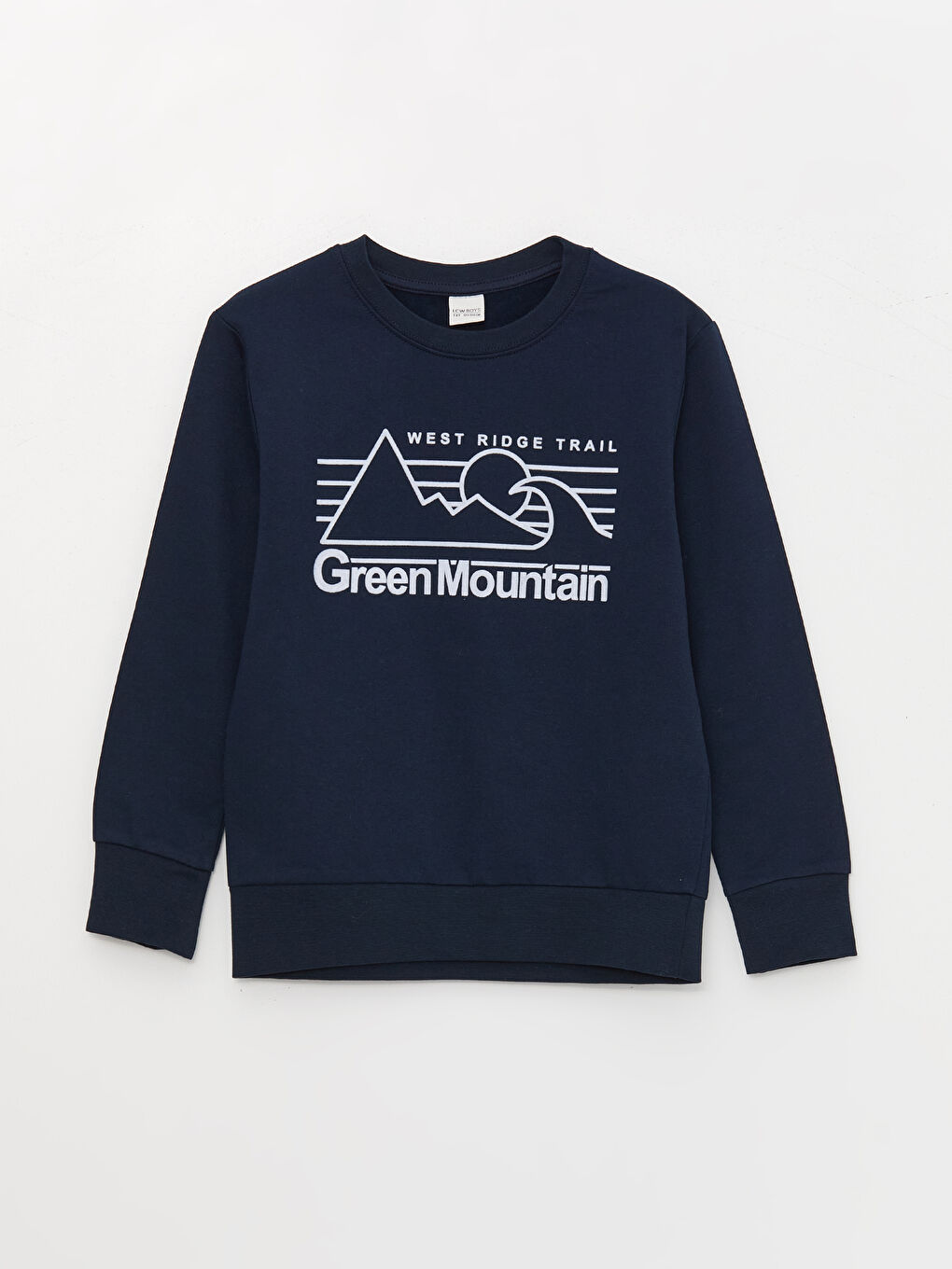 LCW Kids Yeni Lacivert Bisiklet Yaka Baskılı Uzun Kollu Erkek Çocuk Sweatshirt