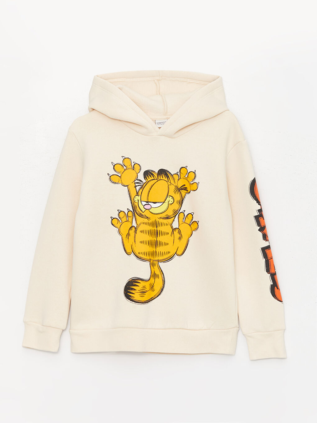 LCW Kids Bej Garfield Baskılı Erkek Çocuk Hoodie