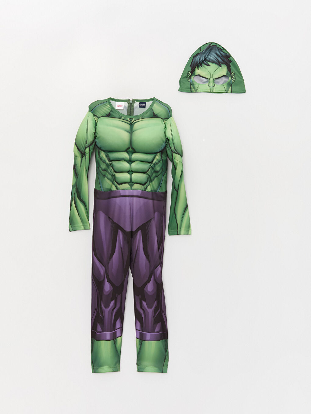 Yeşil Bisiklet Yaka Uzun Kollu Erkek Çocuk Hulk Kostüm ve Maske