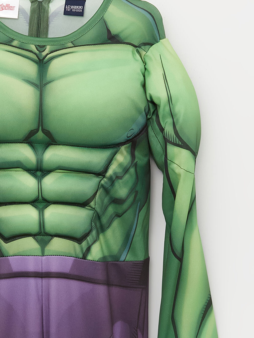 Yeşil Bisiklet Yaka Uzun Kollu Erkek Çocuk Hulk Kostüm ve Maske-1