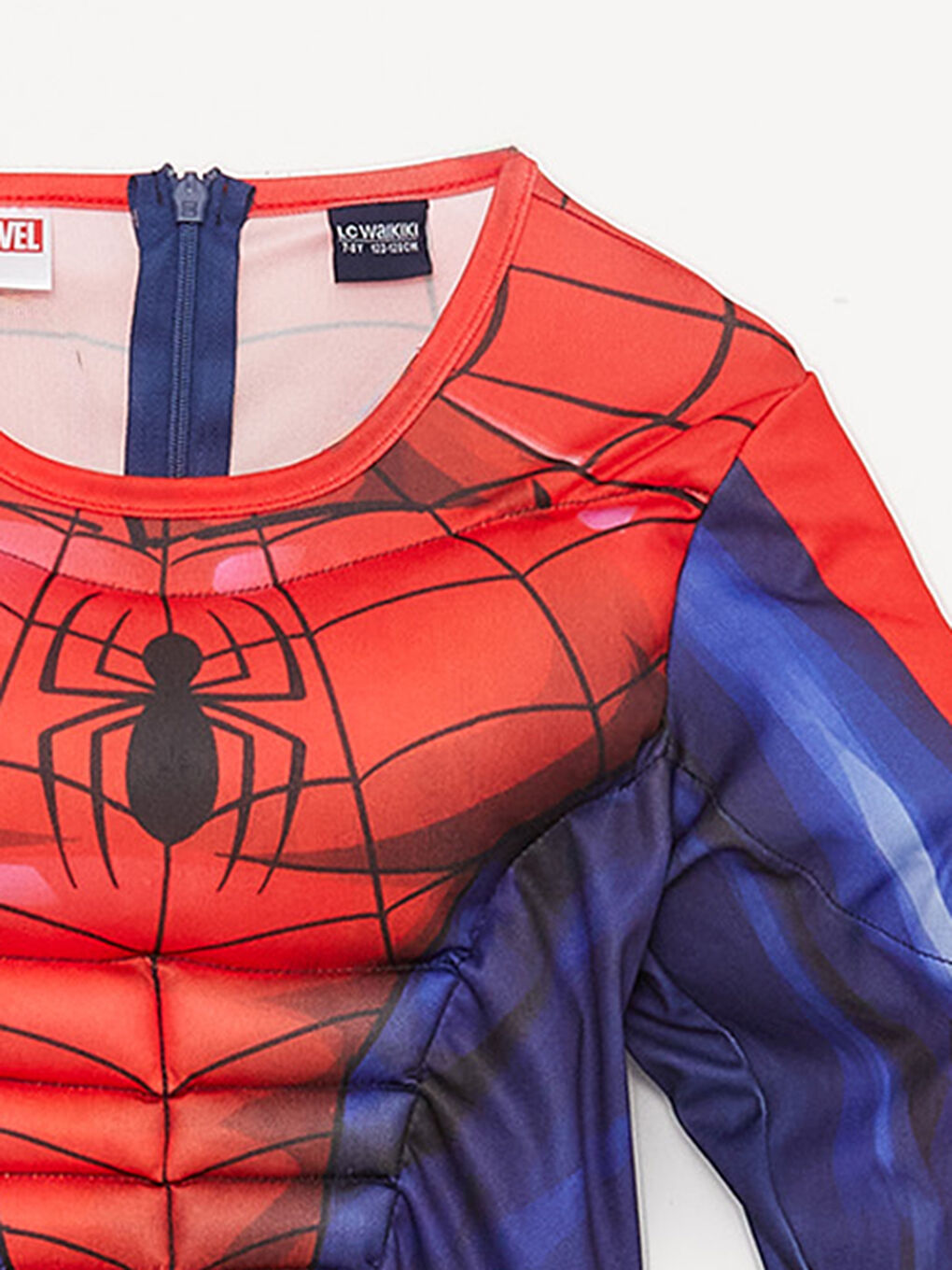 Kırmızı Bisiklet Yaka Spiderman Baskılı Uzun Kollu Erkek Çocuk Kostüm-1