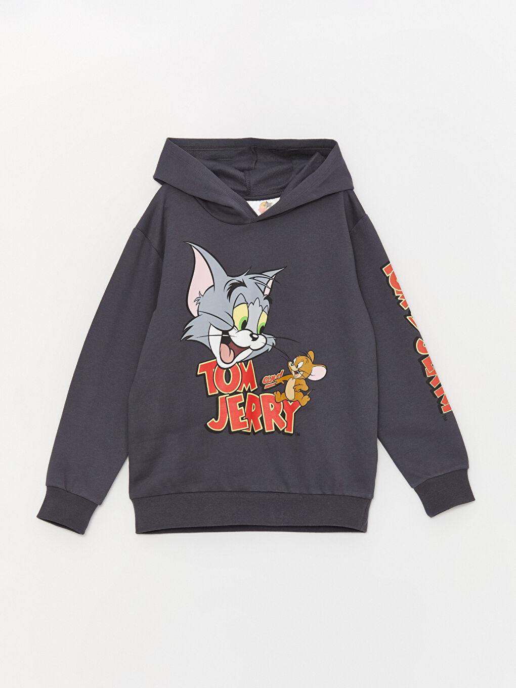 LCW Kids Antrasit Tom ve Jerry Baskılı Erkek Çocuk Hoodie