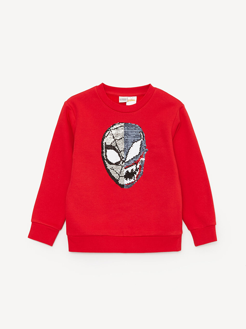 LCW Kids Canlı Kırmızı Bisiklet Yaka Spiderman Çift Yönlü Payetli Uzun Kollu Erkek Çocuk Sweatshirt - 2