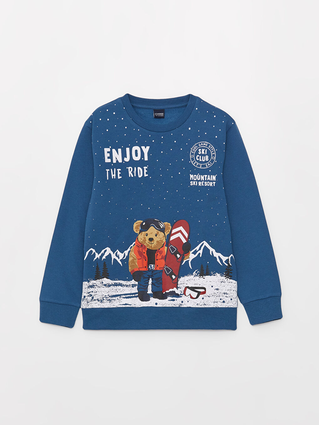 Crew Neck Bear Teddy Printed Boys' Sweatshirt