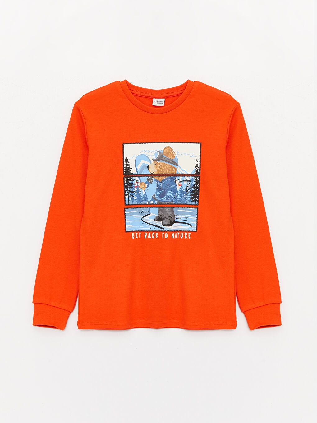 Turuncu Bisiklet Yaka Ayı Tedyy Baskılı Erkek Çocuk Tişört