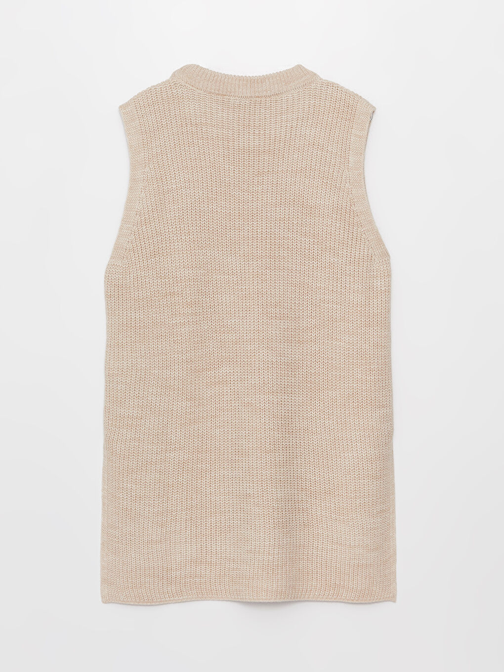 Bej Kadın Yarım Balıkçı Yaka Düz Triko Süveter-5