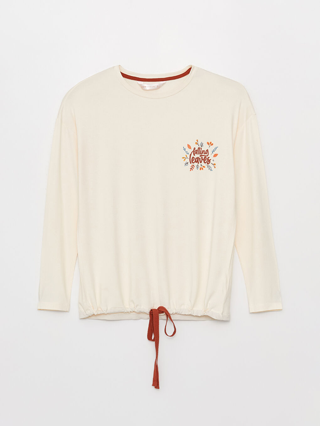 Kahverengi Bisiklet Yaka Baskılı Uzun Kollu Kadın Pijama Takımı-6